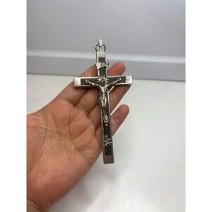 VTG MEMENTO MORI PECTORAL CRUCIFIX 5" EUROPEAN PENDANT CROSS SKULL BONE WOOD